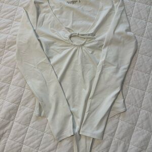 Abercrombie & Fitch White Long Sleeve Bodysuit